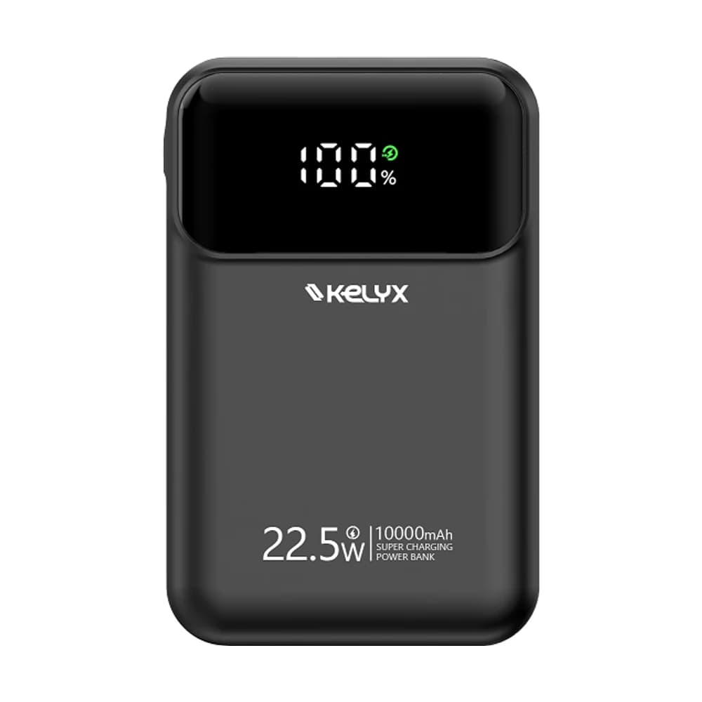 Power bank Kelyx Mini 10000 mAh Type-C + USB + Lightning carga rápida 22.5W Black