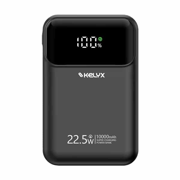 Power bank Kelyx Mini 10000 mAh Type-C + USB + Lightning carga rápida 22.5W Black