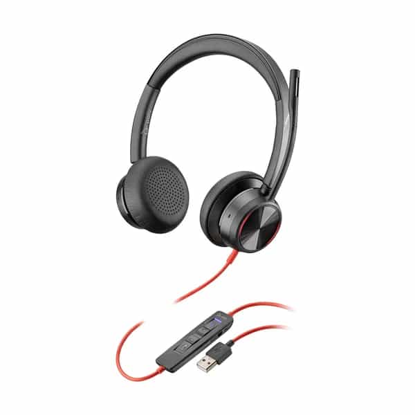 Auricular con Micrófono Poly Blackwire 8225 USB-A Microsoft Teams Certified + Adaptador USB C-A 8X225AA