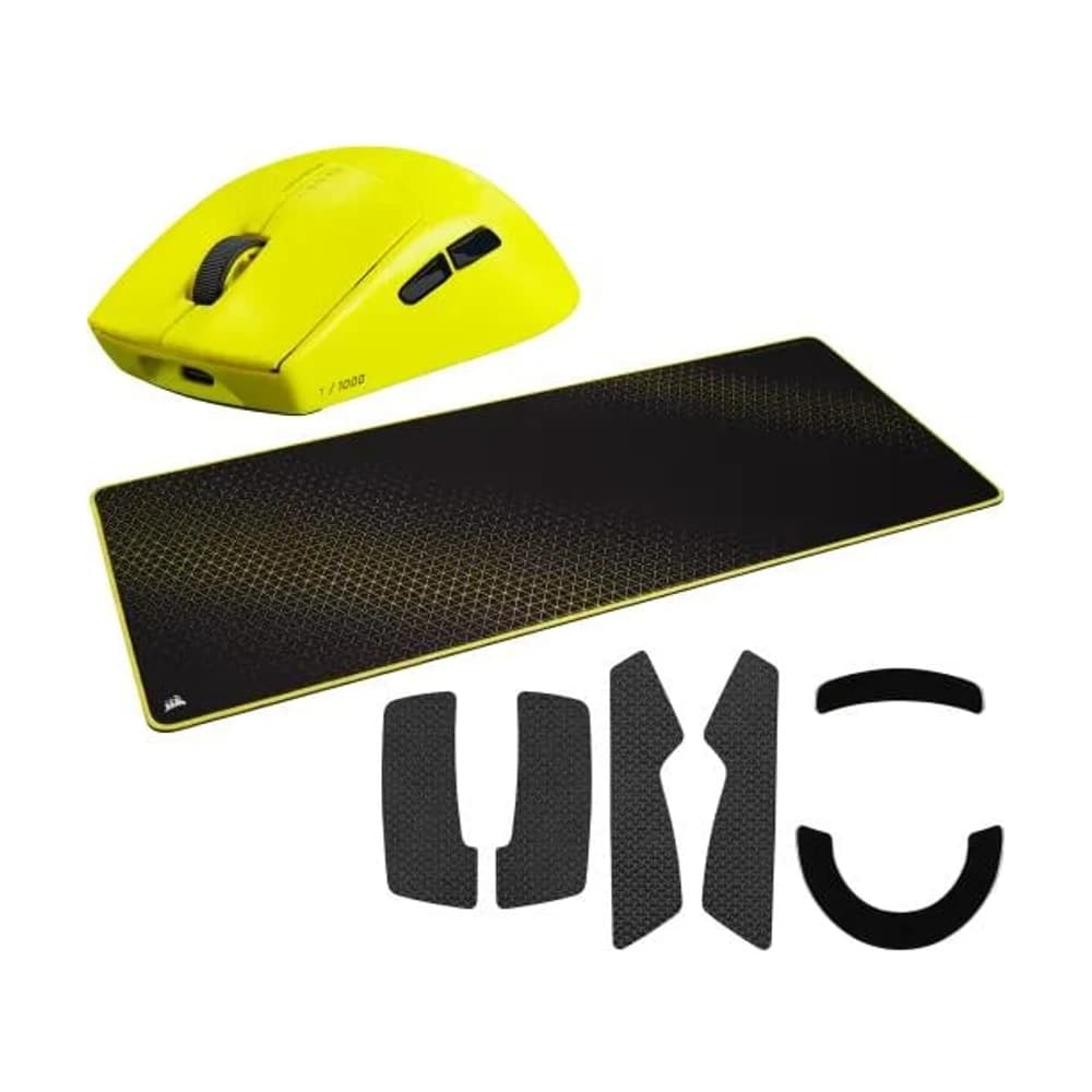 Combo Corsair Mouse M75 Air Wireless Yellow + Mouse Pad Black/Yellow