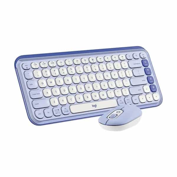 Combo teclado y mouse Bluetooth Logitech POP Icon lila español latino 920-013054