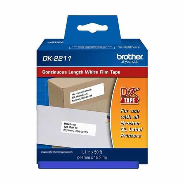 Cinta para rotuladora Brother DK-2211 29mm x 15.2m película blanca continua