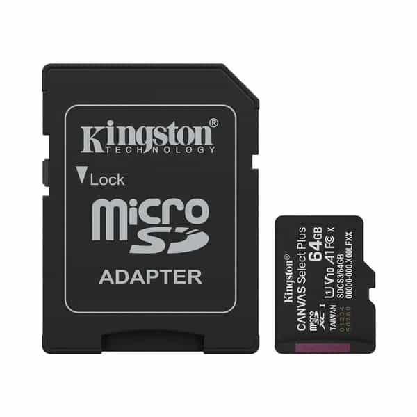 Tarjeta de Memoria Kingston Canvas Select Plus MicroSDXC 64GB Gen3 A1 100MB/s con adaptador