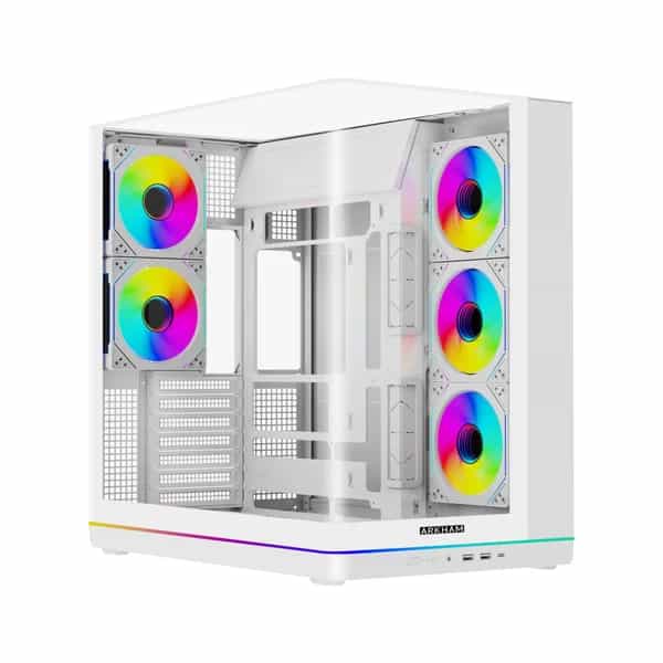 Gabinete Arkham Boreal Blanco ATX 5 fans ARGB