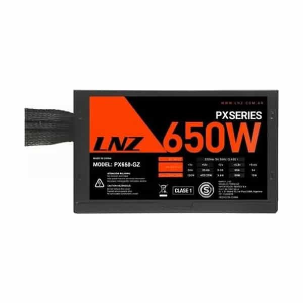 Fuente de alimentación para PC LNZ PX650-GZ 650 W cables mallados ventilador 120 mm