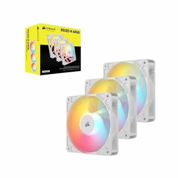Ventilador para gabinete Corsair RS120-R ARGB 120 mm flujo inverso blanco pack x3 CO-9050197-WW