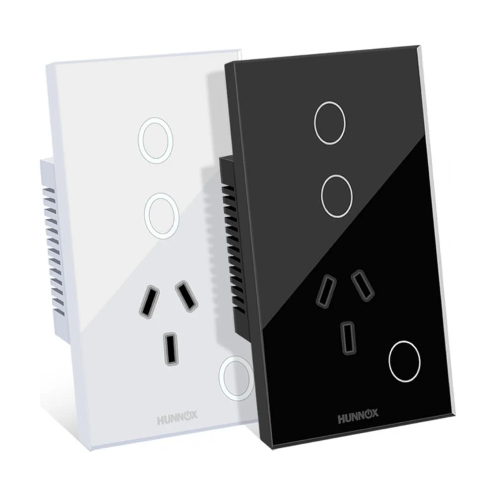 Tomacorriente+Tecla Hunnox Smart Táctil 2 Canales Blanco