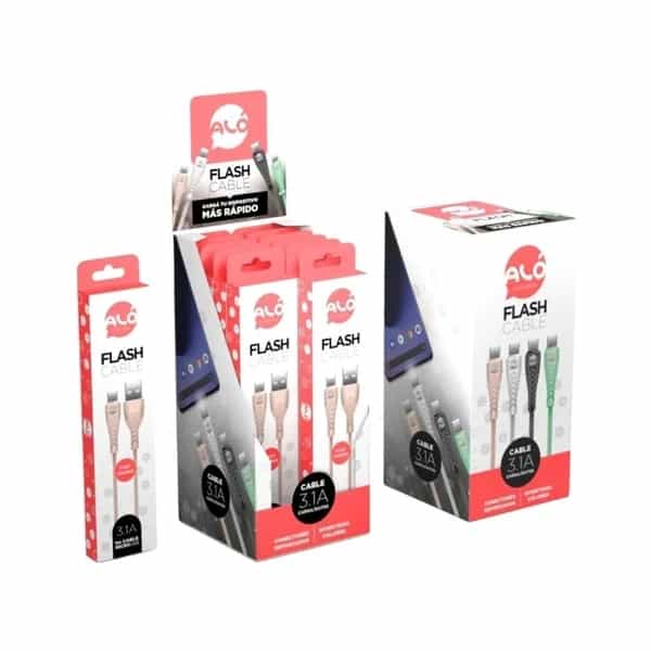 Cable Alo Flash USB a Lightning X12 Unidades la Caja Colores Varios