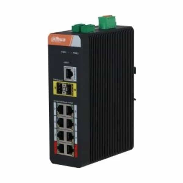 Switch industrial administrable Dahua 10 puertos Gigabit 8 PoE + 2 SFP IS4210-8GT-120