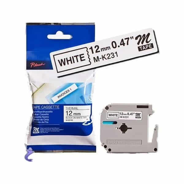 Cinta para rotuladora Brother MK231 12mm Negro/Blanco MK231BZ