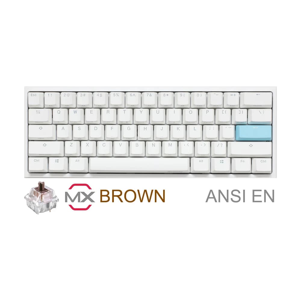 Teclado mecánico gamer Ducky One 2 Mini Pure White RGB Cherry Brown Double-Shot PBT