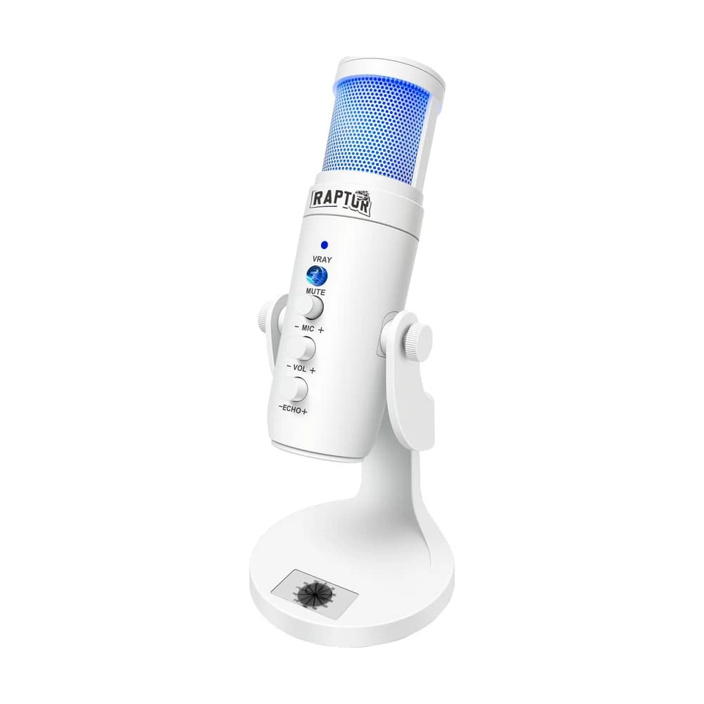 Micrófono Raptor Vox PRO RGB USB para Streaming White