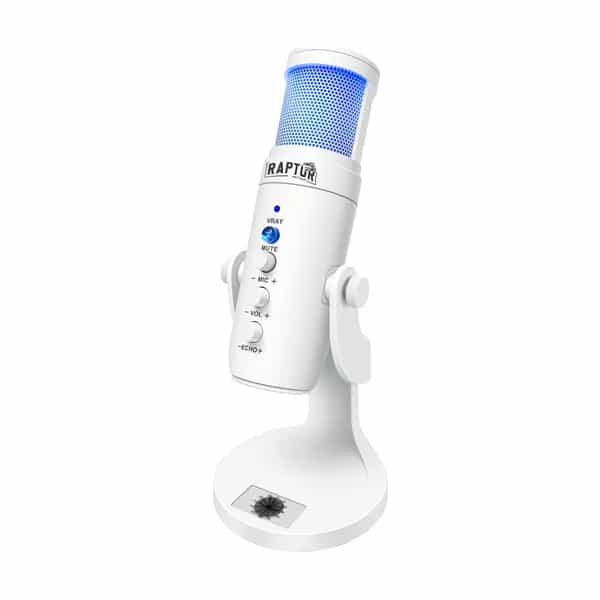 Micrófono Raptor Vox PRO RGB USB para Streaming White