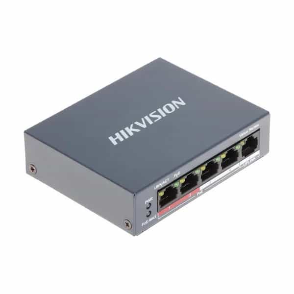 Switch PoE Hikvision 4 puertos 10/100 Mbps no gestionado 35W DS-3E0105P-E/M (B)