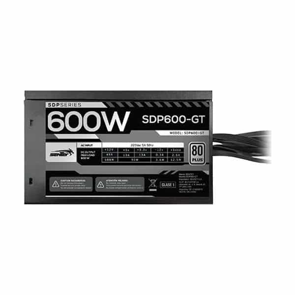 Fuente de alimentación Sentey 600W 80 Plus White certificada ATX negra SDP600-GT