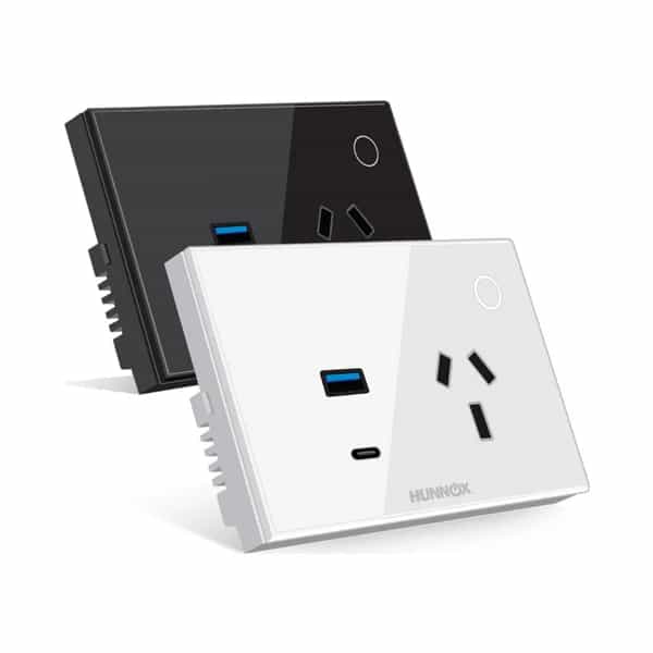 Tomacorriente con USB-A y USB-C Hunnox Smart táctil Blanco DM-TCUSBAC30WF-BLA