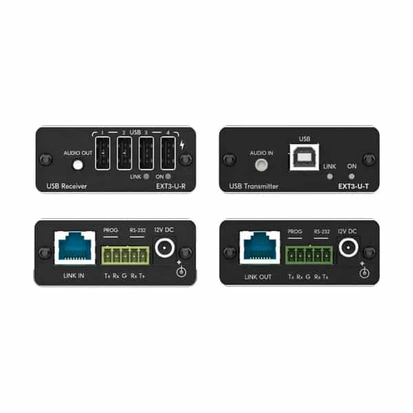 Extensor PoC Kramer USB 2.0 con RS-232 y audio sobre HDBT de alcance extendido EXT3-U-KIT