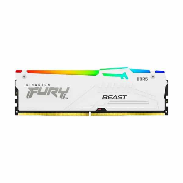 Memoria RAM Kingston 16GB 6800Mhz Fury Beast White RGB DDR5 para PC