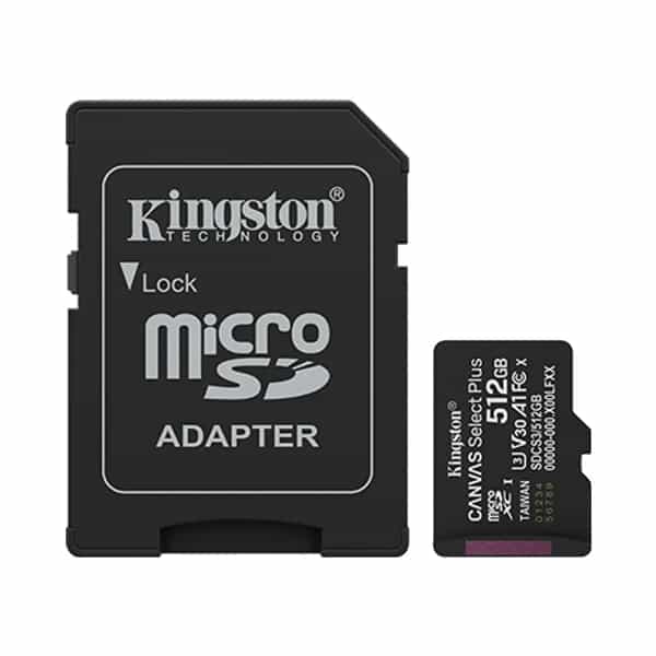 Tarjeta MicroSD Kingston 512GB con Adap Gen3 150MB/s Canvas S Plus CL10