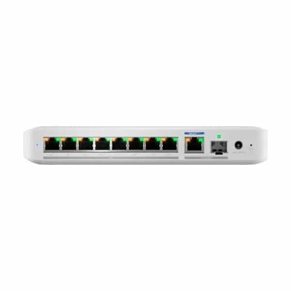 Flexible, 8-port 2.5 GbE PoE++ switch with a 10 GbE RJ45/SFP+ combination uplink port that can be powered with PoE+++ or an AC power adapter