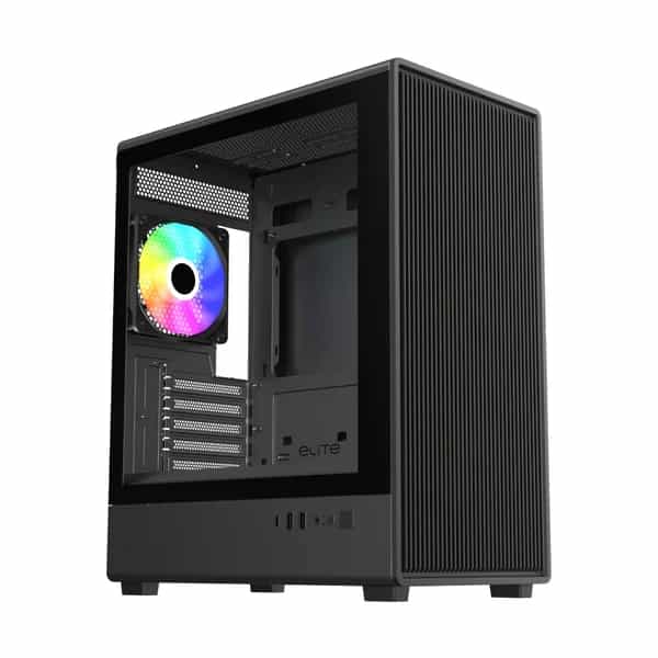 Gabinete Cooler Master Elite 350 Mini Tower 4 Fans ARGB Tempered Glass Black sin Fuente