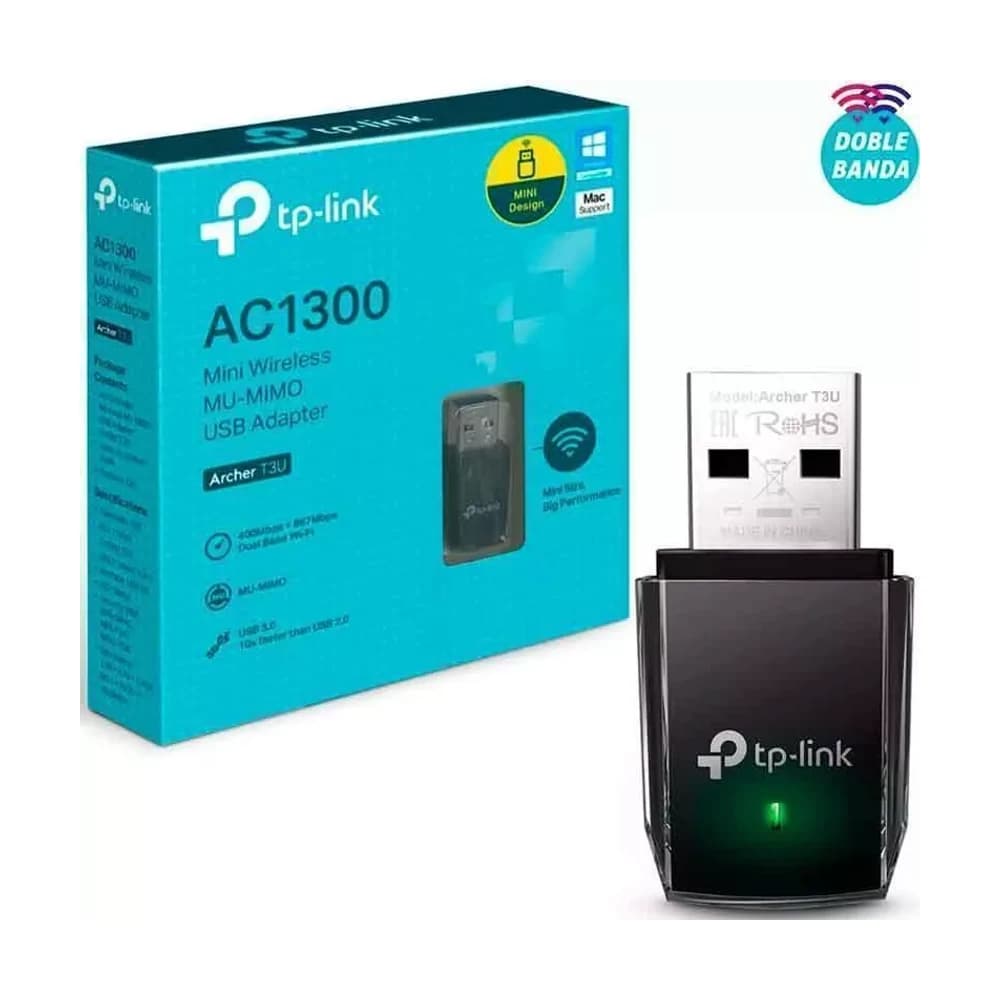 Placa de red USB 3.0 inalámbrica TP-Link Archer T3U AC1300 MU-MIMO