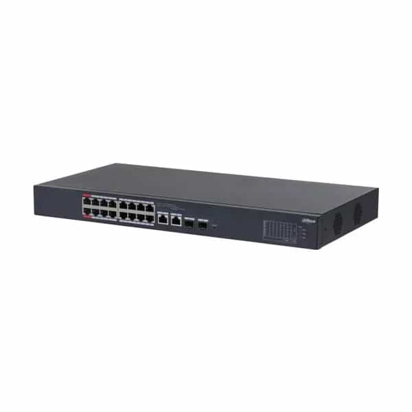 Switch Dahua 16 puertos PoE 2 SFP cloud administrable 135W DH-CS4218-16ET-135