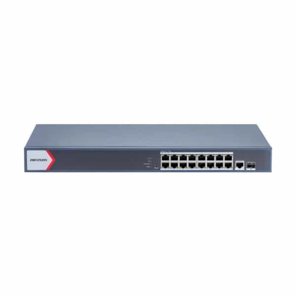 Switch PoE Hikvision 16 puertos Gigabit PoE + 2 SFP DS-3E1518P-EI (V2)