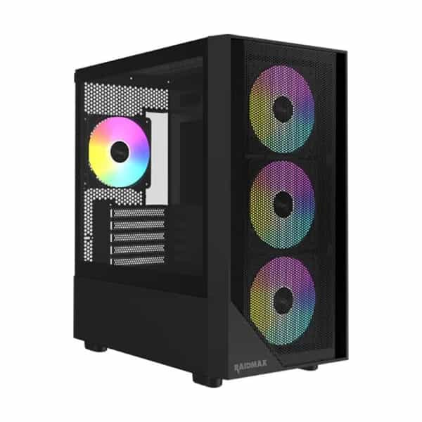 Gabinete gamer Raidmax Meshian X609M Black Micro-ATX TG ARGB X609MTBF