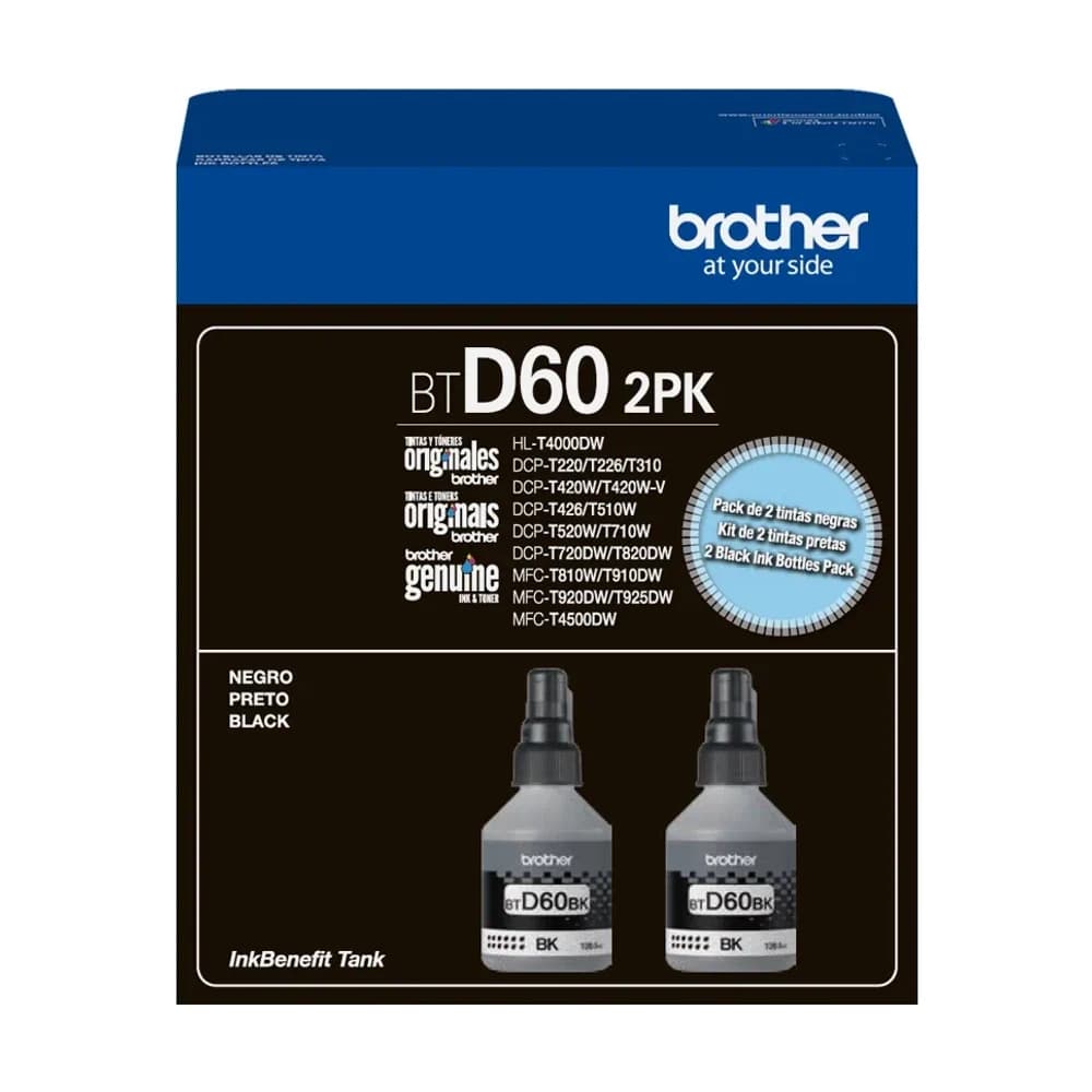 Botella de tinta Brother BTD60 Negra Pack de 2