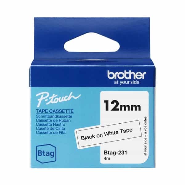 Cinta para Rotu Brother BTAG-135 12MM Blanco/Negro