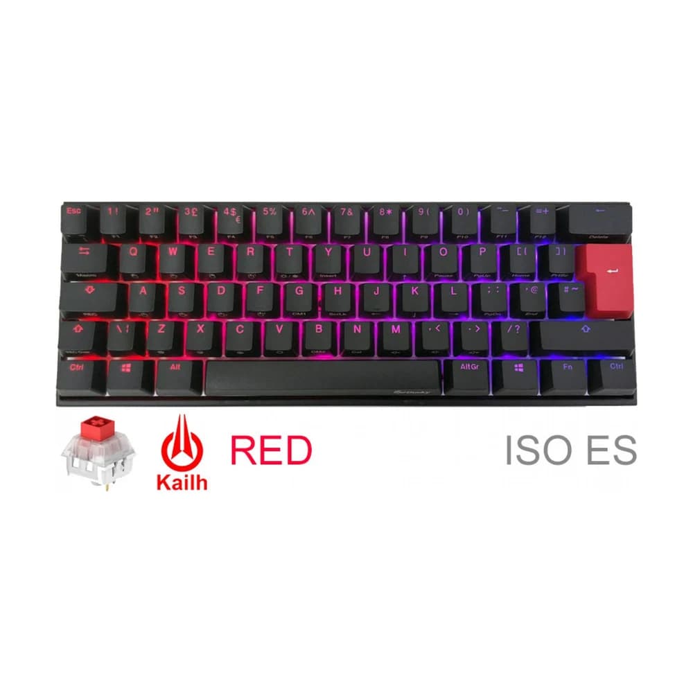 Teclado gamer Ducky Mecha Mini V2 RGB Kailh Box Red switch ISO ES DKME2061ST-KESALAATR