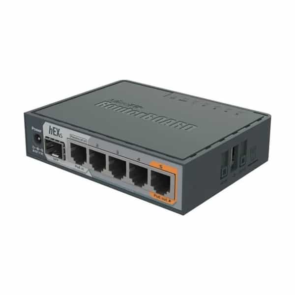 Router MikroTik hEX S RB760iGS 5 puertos Gigabit + SFP Dual Core 880MHz 256MB RAM con fuente