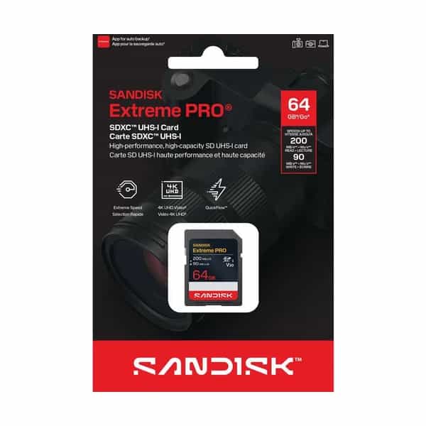 Tarjeta de memoria SD SanDisk Extreme PRO 64 GB UHS-I U3 V30 200 MB/s SDSDXXU-064G-GSCIN