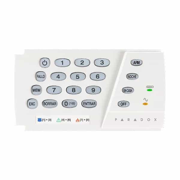 Teclado LED 10 zonas con tapa Paradox K636 para SP/MG