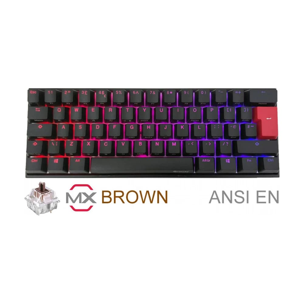 Teclado gamer Ducky Mecha Mini 60% RGB Cherry Brown PBT Double-Shot DKME2061ST-BUSPDAAT1