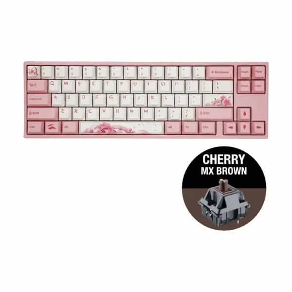 Teclado mecánico Ducky Miya Pro Sakura V2 Switch Cherry MX Brown inglés PBT LED blanco