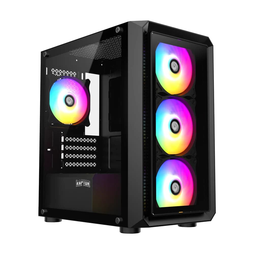 Gabinete Raptor Infinity Glass TG x2 Mid-Tower RGB Fan x4