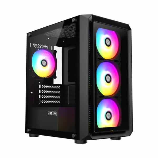 Gabinete Raptor Infinity Glass TG x2 Mid-Tower RGB Fan x4