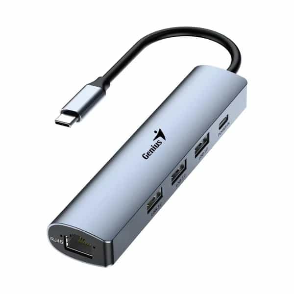 Hub USB-C Genius UH-545 a 1 USB-C, 3 USB-A y RJ45 Ethernet Gigabit