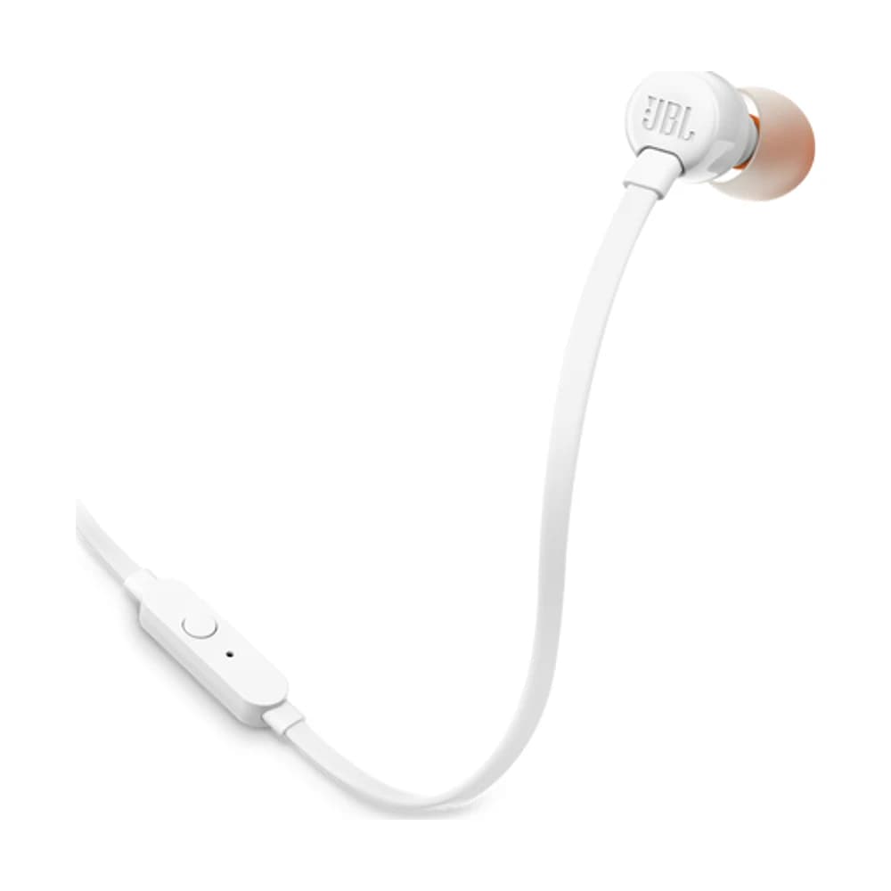 Auriculares JBL Tune 110 con cable plano y micrófono blanco JBLT110WHT