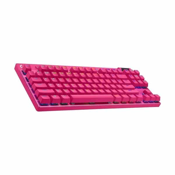 Teclado mecánico gamer inalámbrico Logitech G PRO X TKL Lightspeed magenta 920-012154