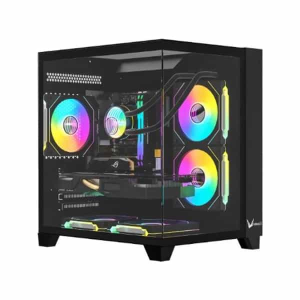 Gabinete gamer Formula V Line Crystal Z9M Floe Black M-ATX 5 ventiladores ARGB