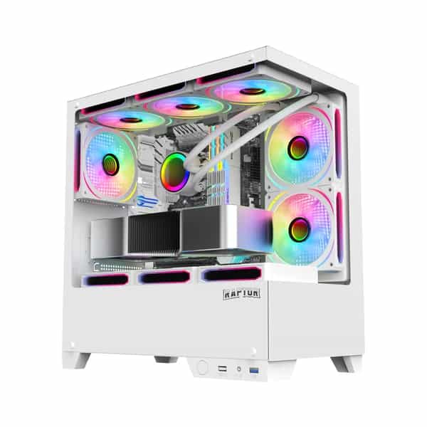 Gabinete Raptor Thunder Strike TG x2 Mid-Tower RGB Fan x1 White