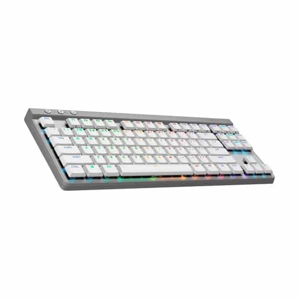 Teclado gamer inalámbrico Logitech G515 Lightspeed TKL perfil bajo blanco 920-012535