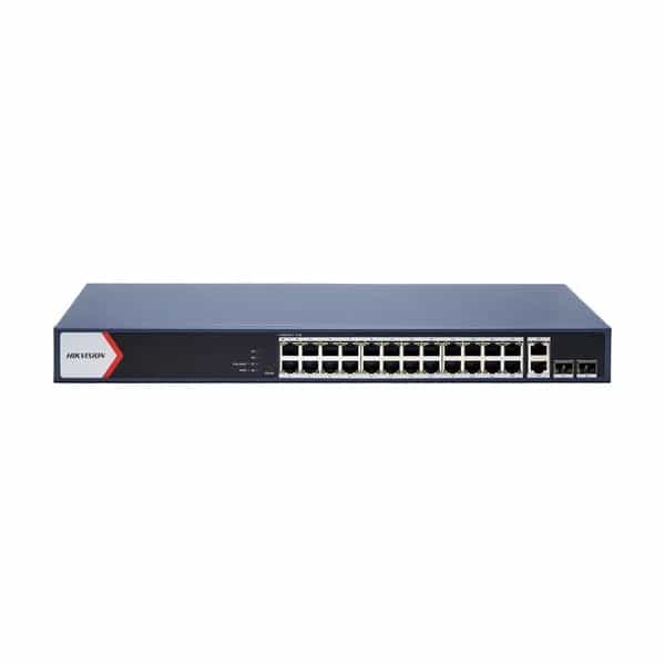 Switch Hikvision administrable 24 puertos Gigabit PoE+ 4 SFP 370W DS-3E1528P-EI