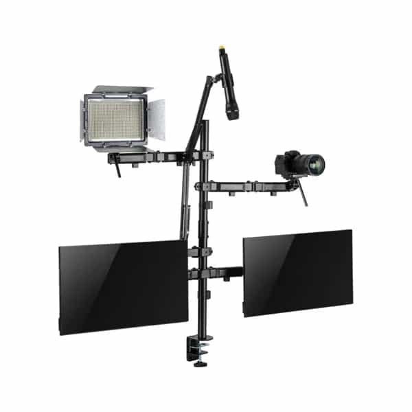 Soporte de escritorio Intelaid Setup para 2 monitores, cámara, mic y luz IT-SDM