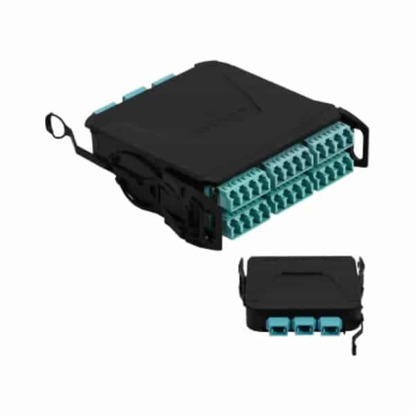 Módulo de fibra Siemon LightVerse 12 fibras LC shutter a MTP macho multimodo OM4 LVM12TMLSV-BLCA