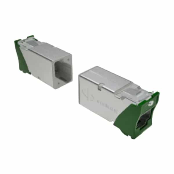 Jack RJ45 Siemon ZMAX Cat 6A blindado híbrido verde T568A/B a granel Z6A-S07B