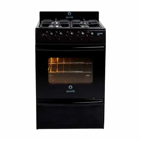 Cocina Escorial Master Style Multigas Color Negro Con Puerta Con Visor